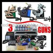 top quality tattoo machine kit with 3 guns & tattoo ink